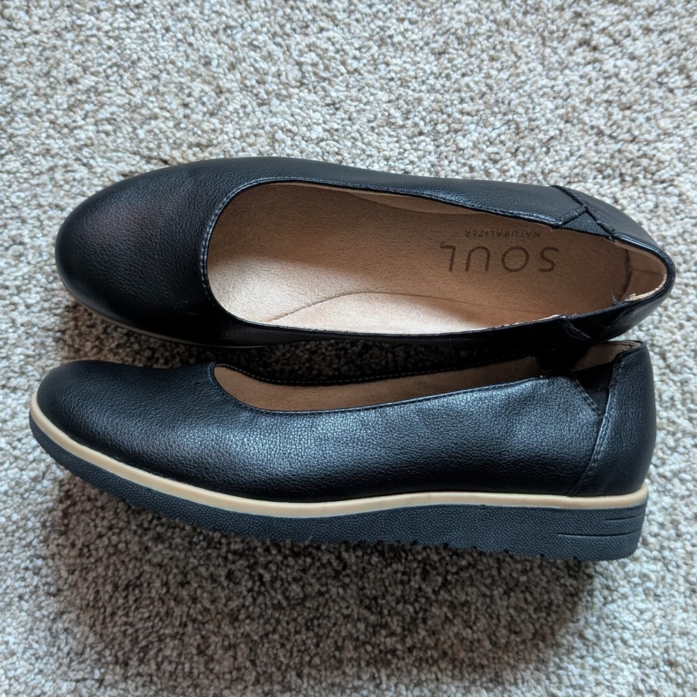 Soul Naturalizer Idea Ballet Flat Black Wedge Slip On Shoe Size 7 Women's